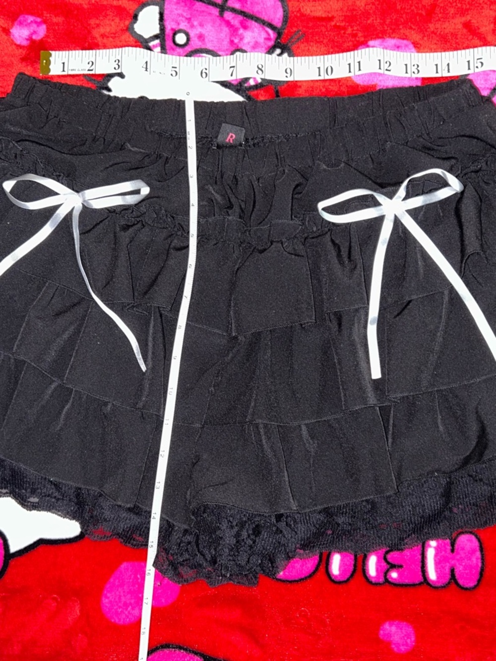 ROMWE 1X Black Ruffle Bloomers with White Satin Bows